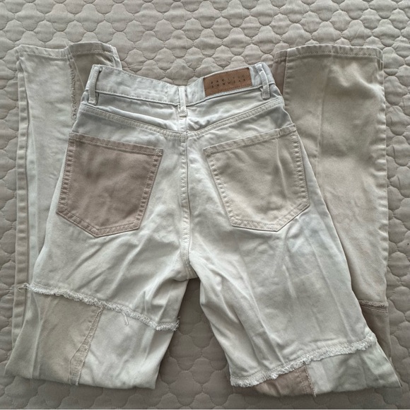 Pacsun  Women's Cream and Tan Patchwork Jeans - Picture 2 of 4
